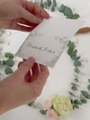 Segnaposto per matrimonio rustico con foglia verde acquerello
