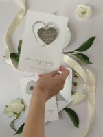 Sliver Foil and Mirror Save the Date Magnet in Plexi Engraving with Card and Envelope