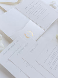 Triple Embossed Monogramed Gold Foil Pocket Wedding Invitation Suite with Wax Seal