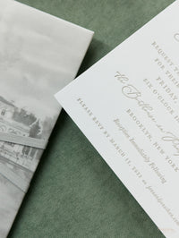 Custom Watercolour Venue Invitation with on Vellum with Wax Seal | SAMPLE