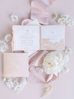 Roses Quartz Laser Cut Pocket Folder with Rsvp Card