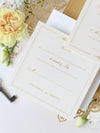 Invito a nozze tascabile in pizzo vintage dorato con taglio laser e glitter + busta