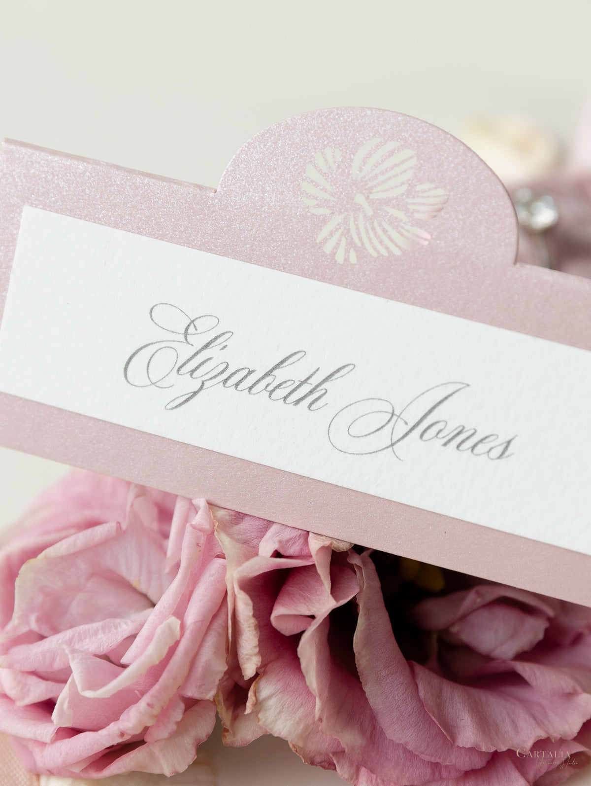 Intricate Orchid Laser Cut Gatefold Wedding Place Card