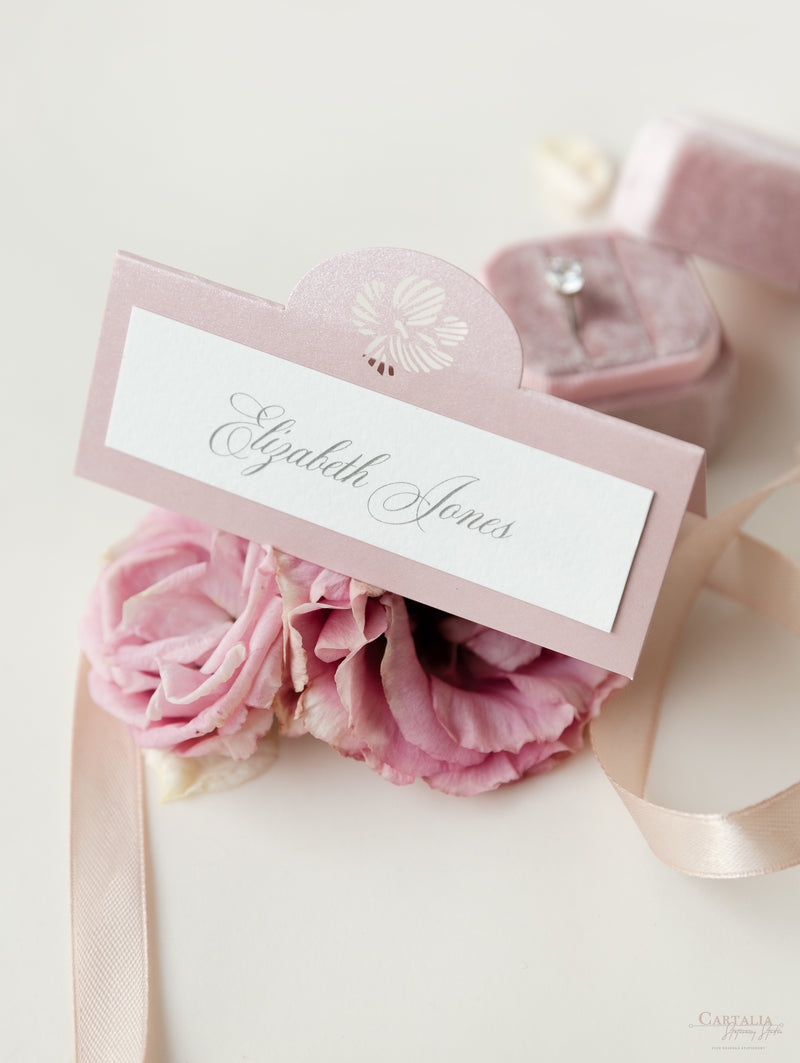 Intricate Orchid Laser Cut Gatefold Wedding Place Card