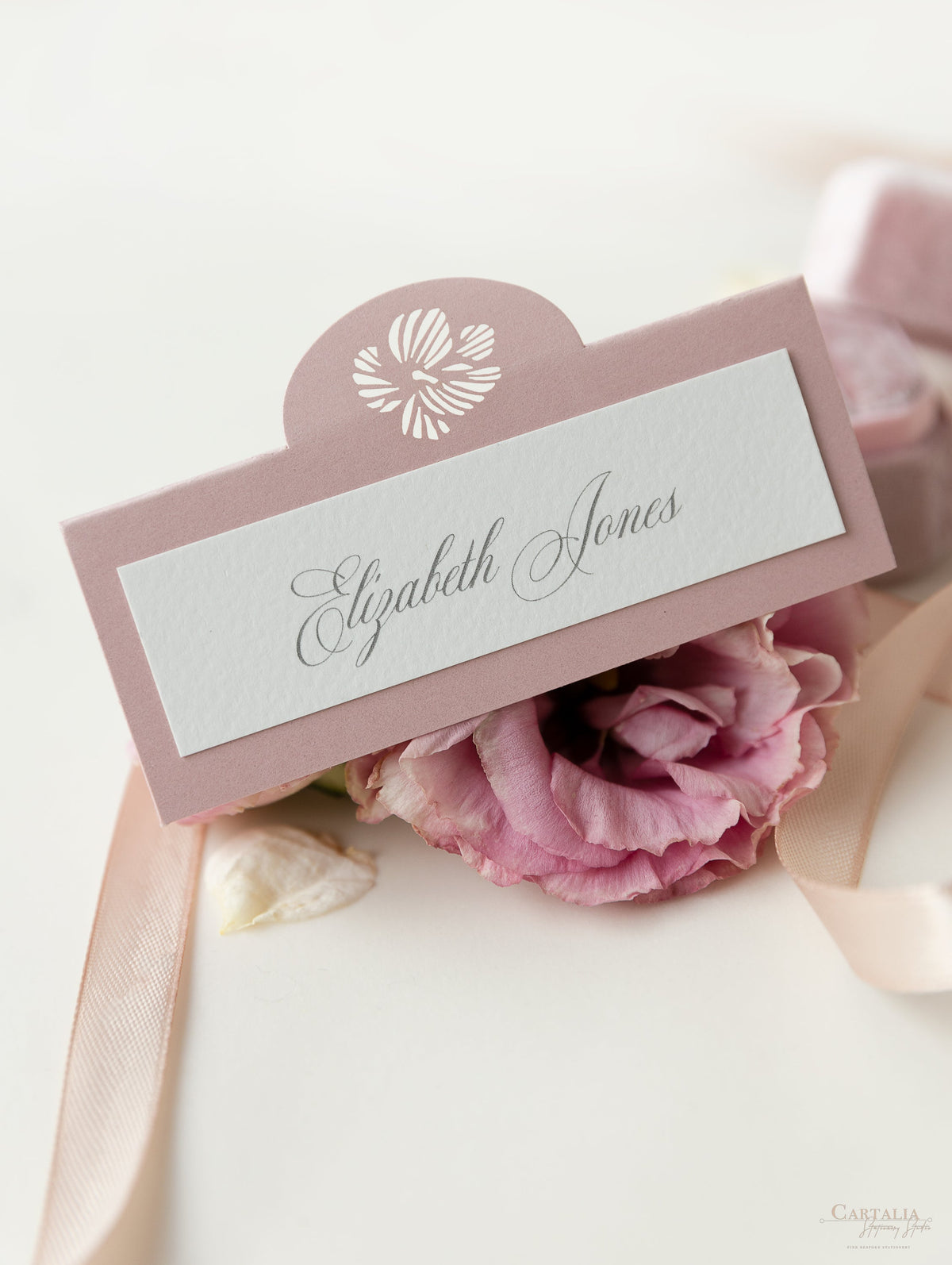 Intricate Orchid Laser Cut Gatefold Wedding Place Card