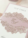 RSVP per matrimonio apribile con taglio laser intricato orchidea / Grazie