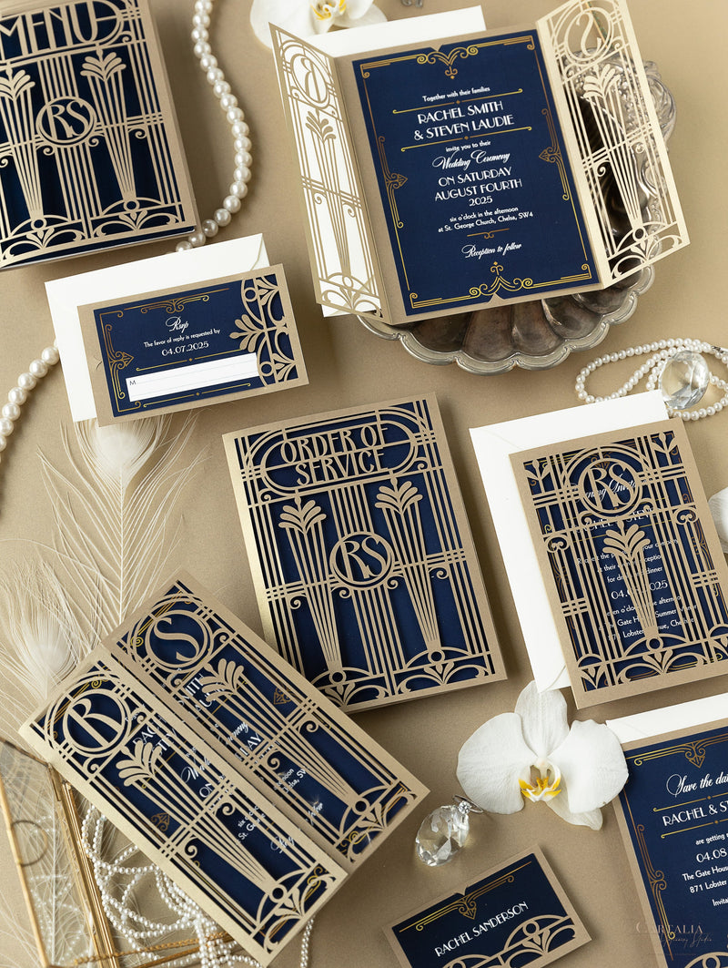 Table Number for Golden Art Deco Great Gatsby Laser Cut