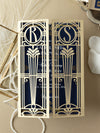 Invito per il giorno delle nozze apribile con taglio laser Art Déco dorato del Grande Gatsby