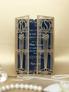 Invito per il giorno delle nozze apribile con taglio laser Art Déco dorato del Grande Gatsby