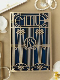 Golden Art Deco Great Gatsby Laser Cut Gatefold Menu