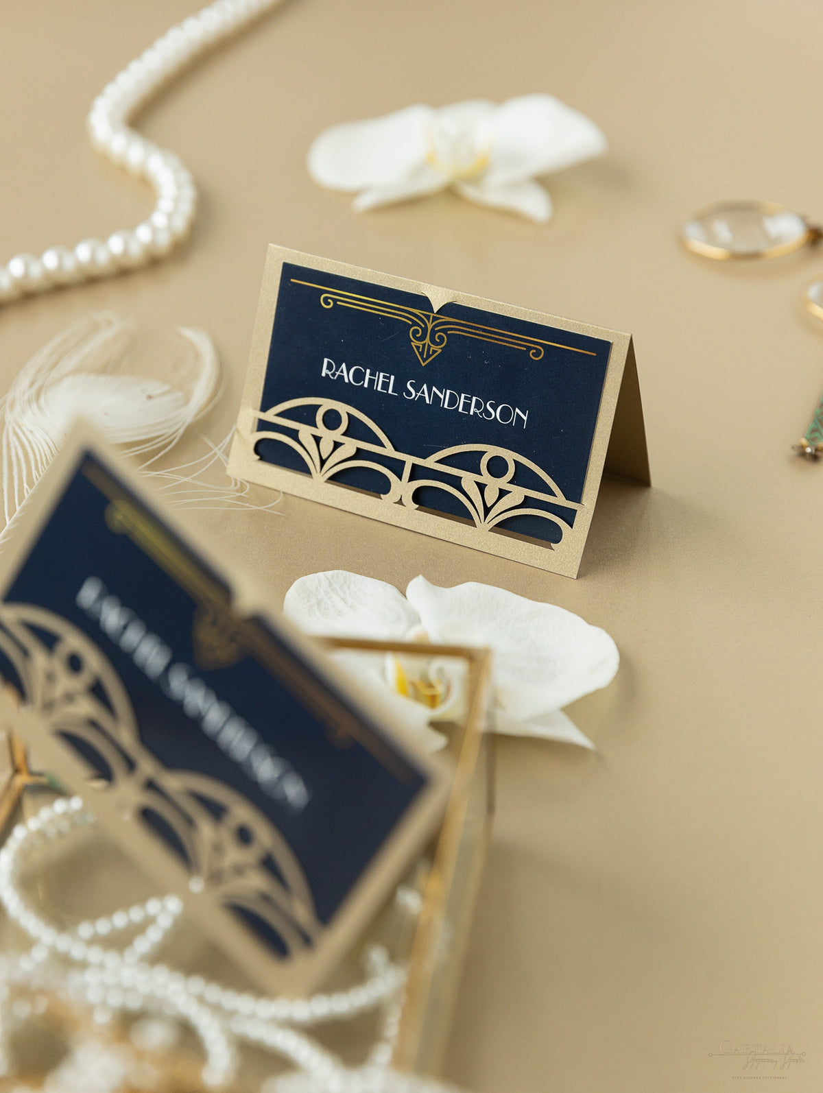 Golden Art Deco Great Gatsby Laser Cut Place Card