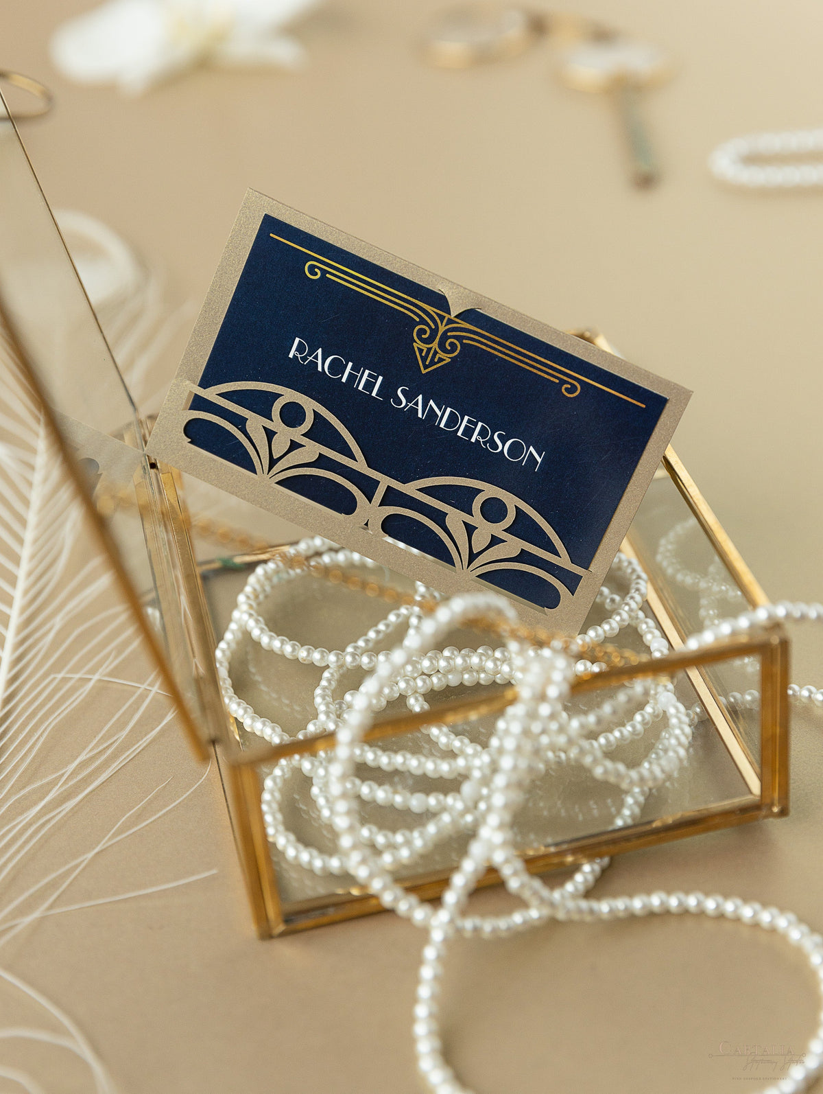 Segnaposto dorato Art Deco Grande Gatsby tagliato al laser