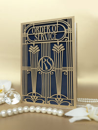 Menu apribile in stile Art Deco dorato Grande Gatsby tagliato al laser / Ordine di servizio