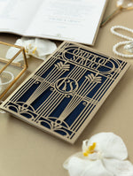 Menu apribile in stile Art Deco dorato Grande Gatsby tagliato al laser / Ordine di servizio