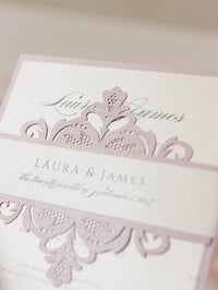 Laser Cut Blush and Cream Belly Band Matching Evening Carte
