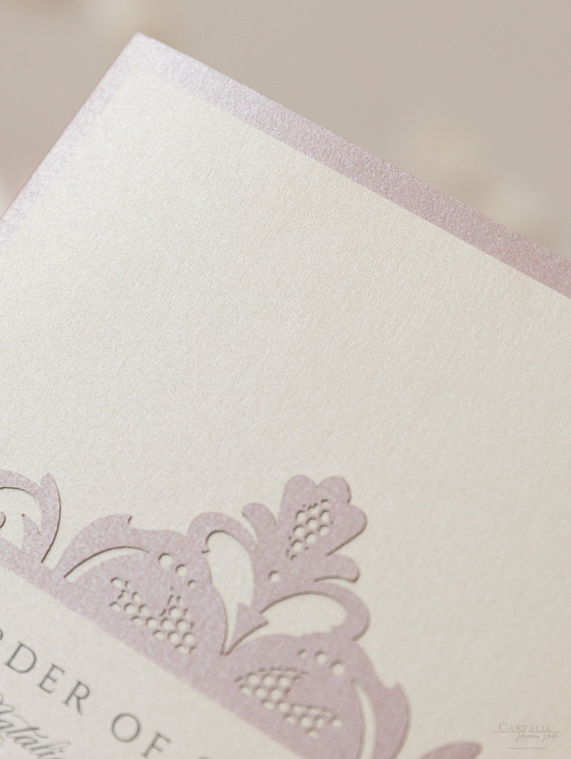 Blush and Cream Luxury Laser cut Order of Service / Menu