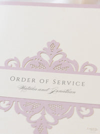 Blush e crema di lusso tagliati al laser Ordine di servizio / menu