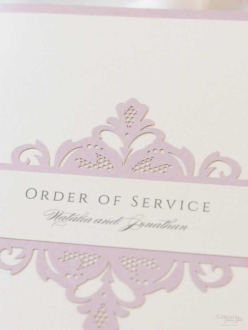 Blush and Cream Luxury Laser cut Order of Service / Menu