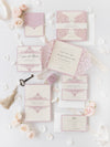 Collezione Blush e Crema Biglietto di nozze Save the Date tagliato al laser