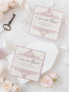 Collezione Blush e Crema Biglietto di nozze Save the Date tagliato al laser