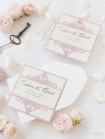Collezione Blush e Crema Biglietto di nozze Save the Date tagliato al laser