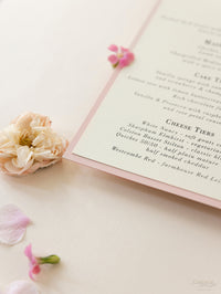 Le menu d'opulence en or rose / Order of Service Luxury Laser Cut Menu avec ruban