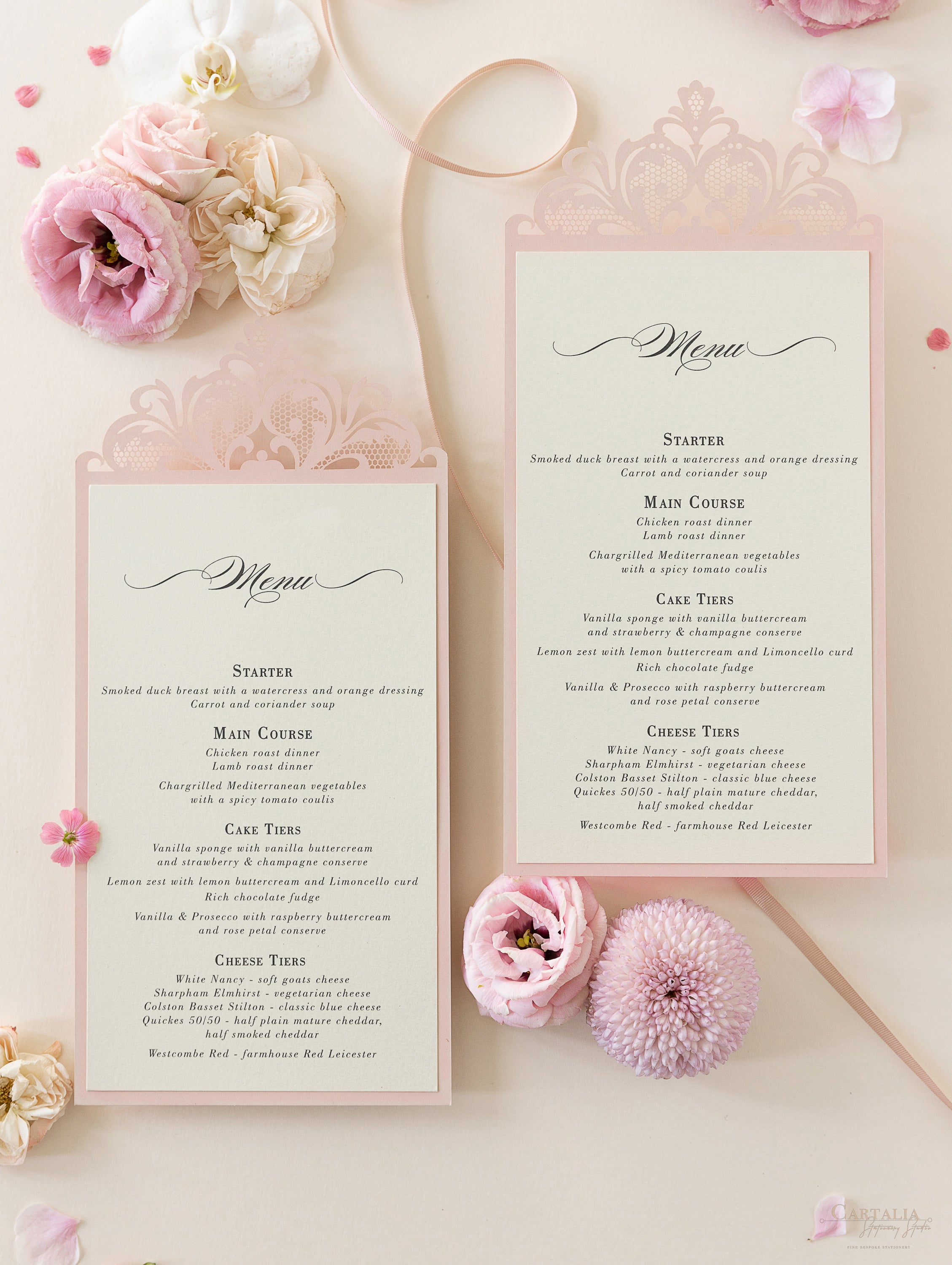 The Rose Gold Opulence Menu / Order of service Luxury Laser Cut Menu w