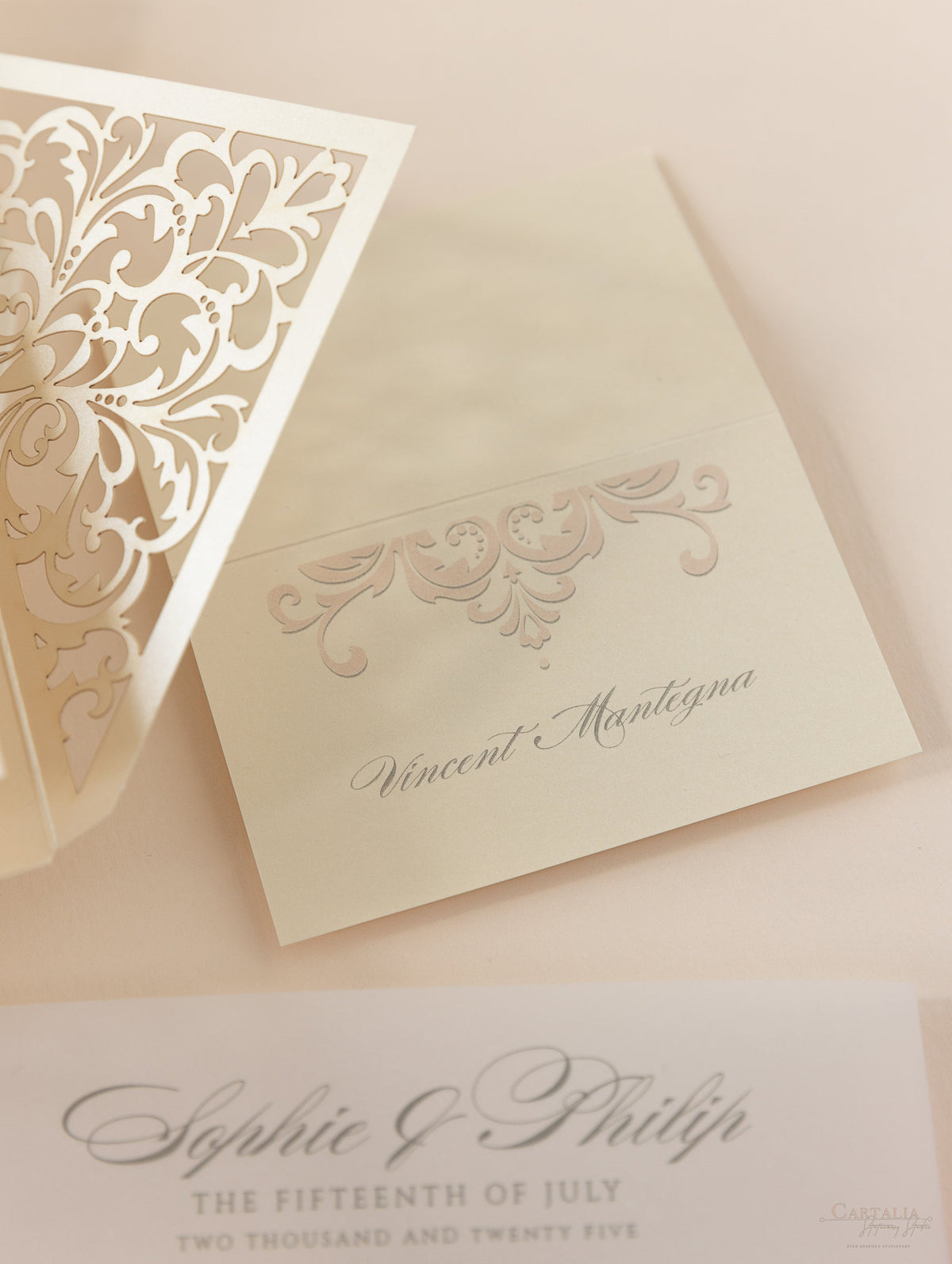 Champagne Decorative Lace Place Card