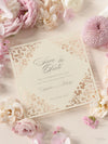 Champagne Laser Cut Lace Save the Date with Envelope