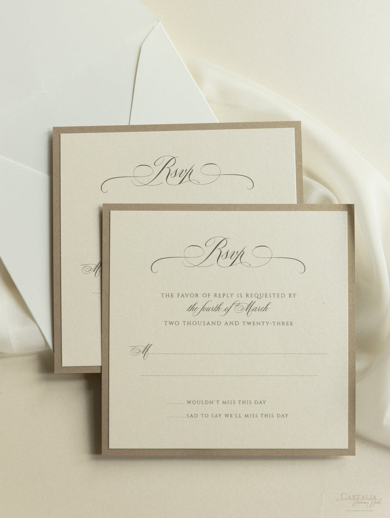 Set di inviti di nozze con taglio laser romantico cancello ornamentale con RSVP e fascia addominale personalizzata