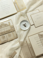 Set di inviti di nozze con taglio laser romantico cancello ornamentale con RSVP e fascia addominale personalizzata