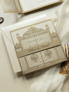 Set di inviti di nozze con taglio laser romantico cancello ornamentale con RSVP e fascia addominale personalizzata