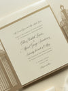 Set di inviti di nozze con taglio laser romantico cancello ornamentale con RSVP e fascia addominale personalizzata