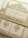 Set di inviti di nozze con taglio laser romantico cancello ornamentale con RSVP e fascia addominale personalizzata