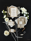 Cancello dorato Hollywood Lasercut, invito a nozze Grande Gatsby con monogramma della fascia di pancia