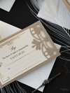 Cancello dorato Hollywood Lasercut, invito a nozze Grande Gatsby con monogramma della fascia di pancia