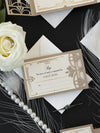 Cancello dorato Hollywood Lasercut, invito a nozze Grande Gatsby con monogramma della fascia di pancia