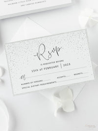 Carta RSVP White Winter con fiocco di neve