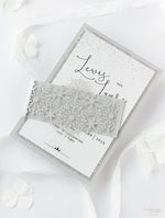 White Winter a Snowflake Laser Cut band Wedding Evening Invitation with Glitter Backing