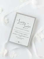 White Winter a Snowflake Laser Cut band Wedding Evening Invitation with Glitter Backing
