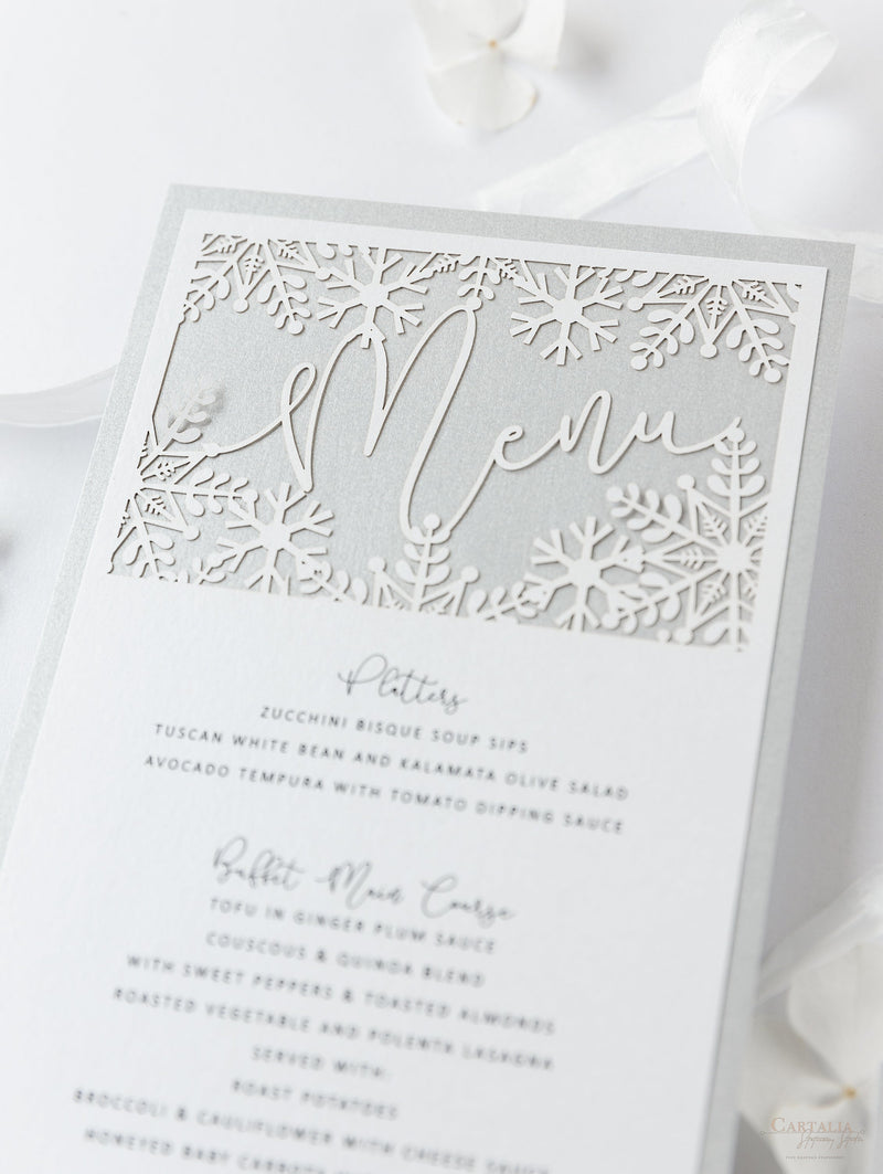 White Winter, un menu tagliato al laser con fiocchi di neve