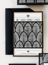 Invito a sera di nozze con manica tagliata al laser Gatsby Gate di lusso in stile Art Déco anni '20 scintillante