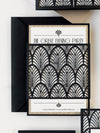 Luxury Glittering Art Deco 20s Gatsby Gate Laser Cut Sleeve Wedding Evening Invitation
