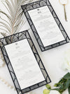 Cornice di lusso scintillante Art Déco anni '20 Gatsby Gate tagliata al laser attraverso il menu