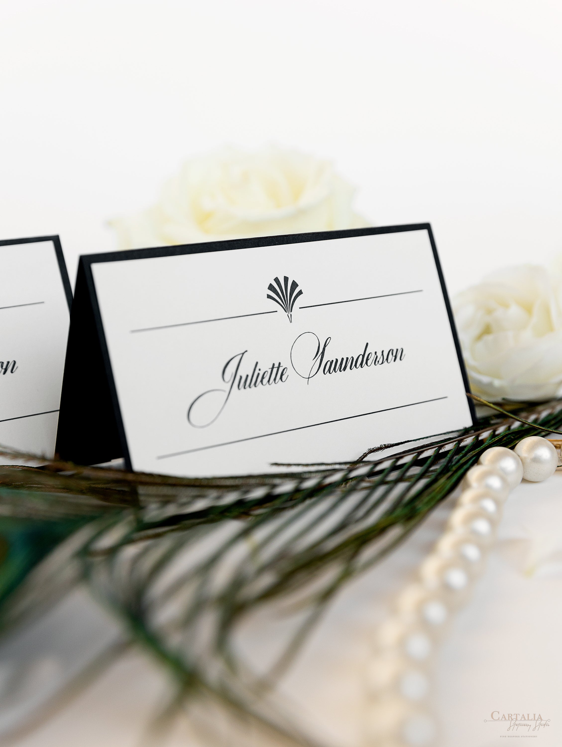Black wedding place cards hot sale