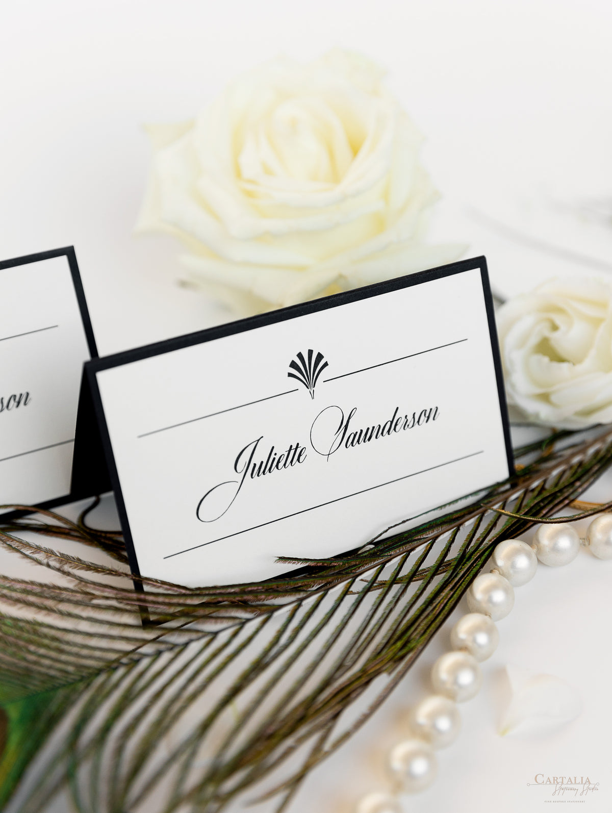 Black Art Deco Great Gatsby Place Card