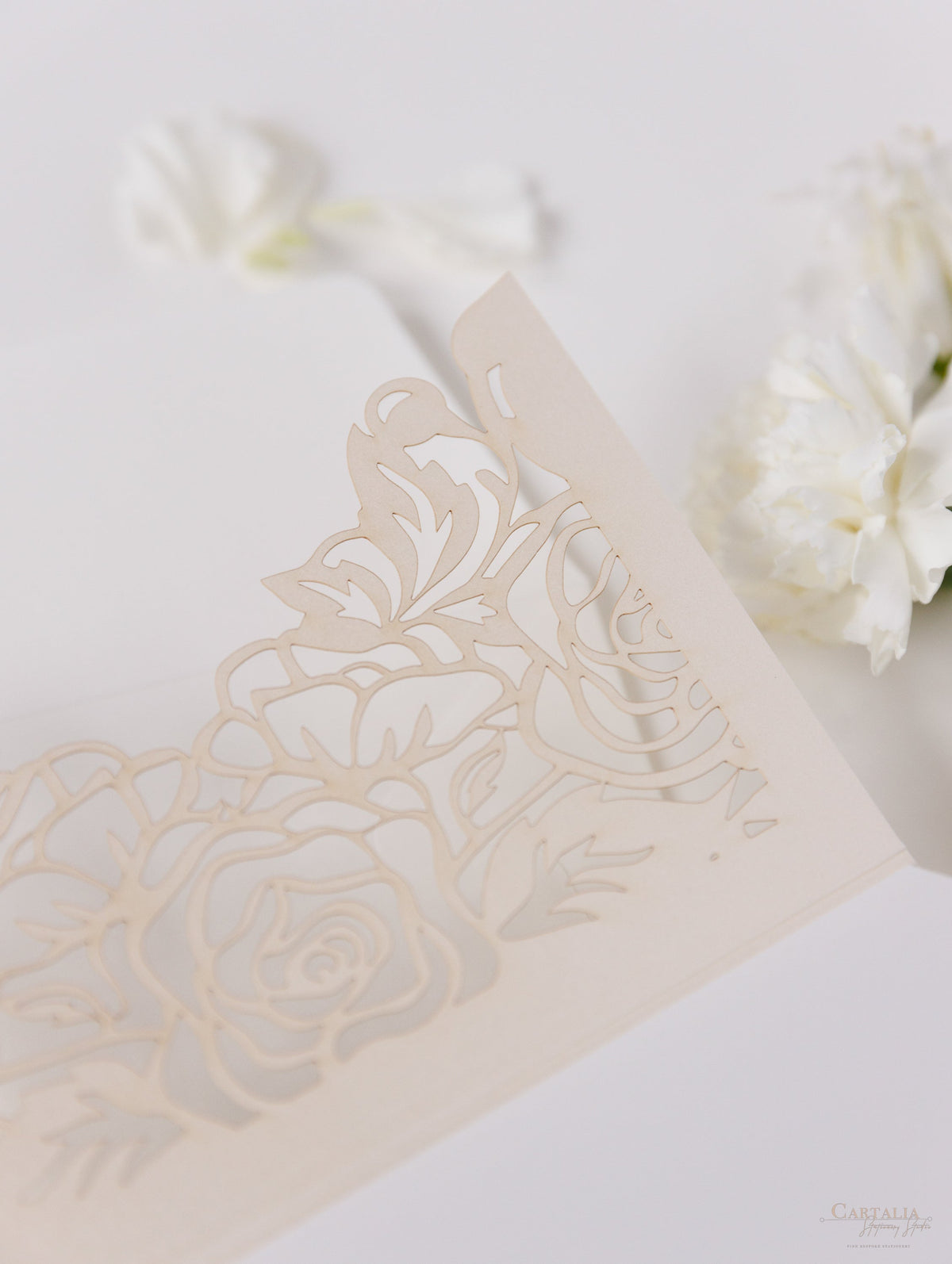 Classic Elegance Laser cut Evening Invitation in Cream and Champagne Metallic Colours