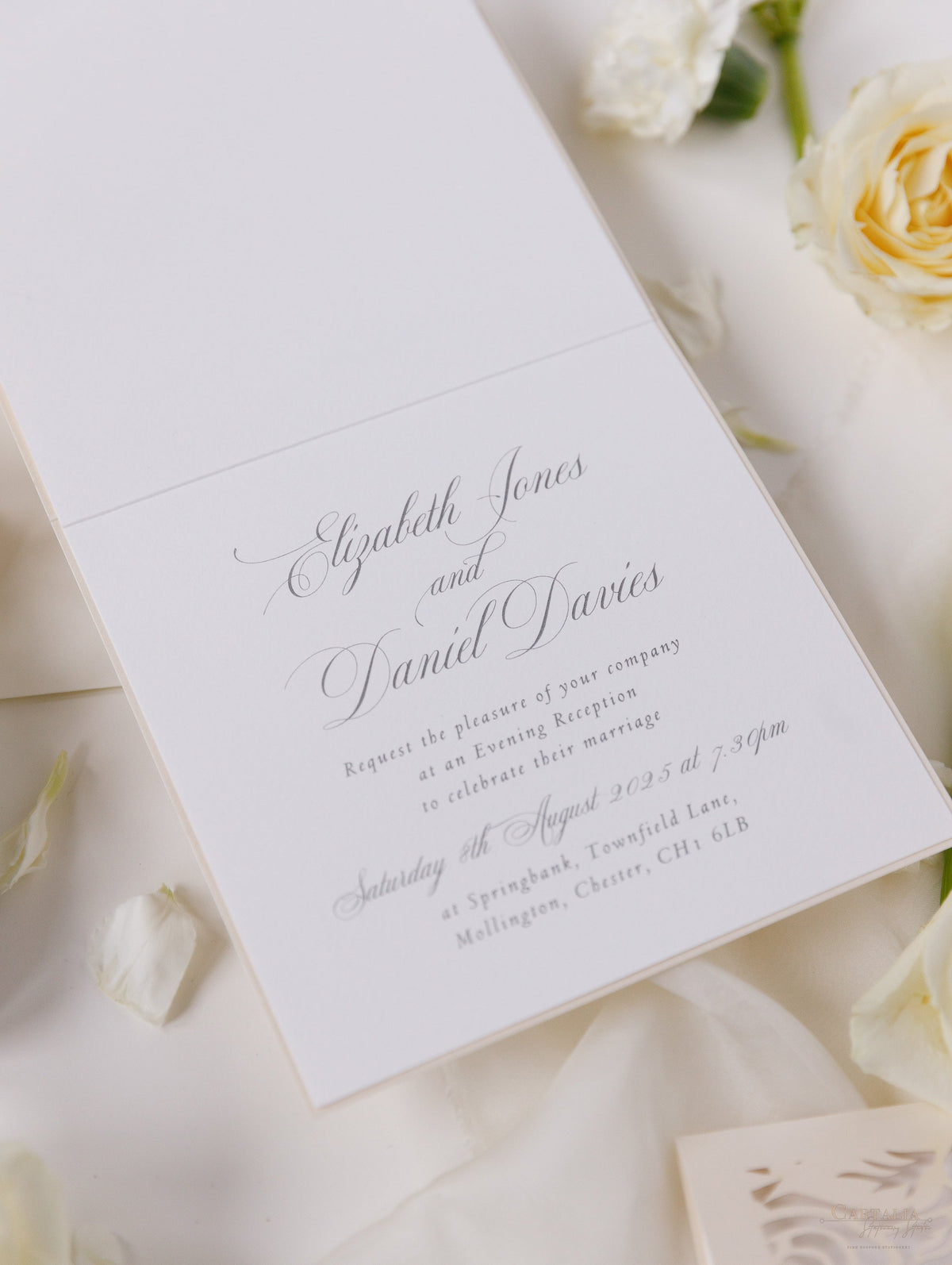 Classic Elegance Laser cut Evening Invitation in Cream and Champagne Metallic Colours