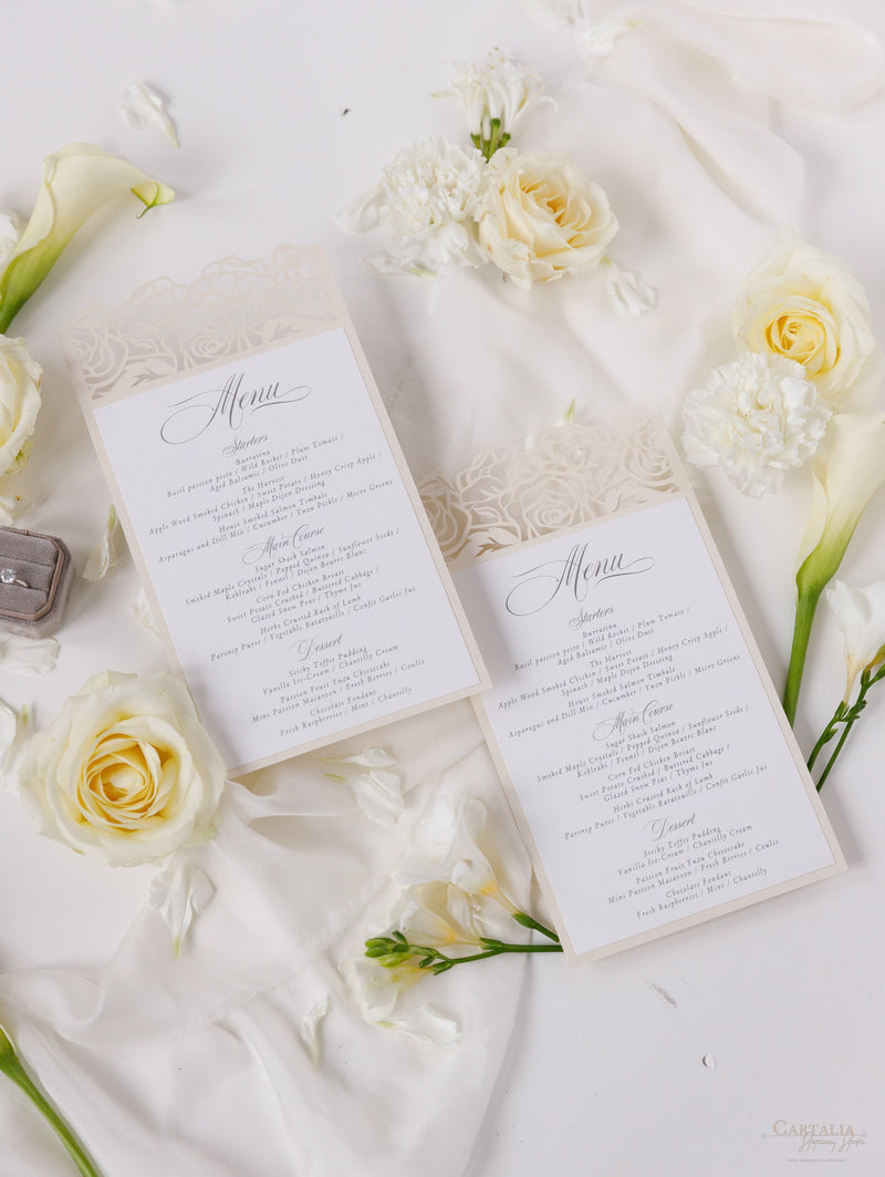 Classic Elegance Champagne Laser cut Menu