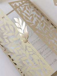 Leafy Arch Gatefold Intricate Laser Cut Leaf Lace Day Invitation